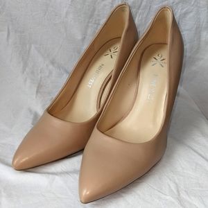 Nine West Nude Leather Tatiana Pointy Toe Pumps